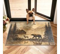 Rustic Cabin Tapis 60x90cm, Deer Bear Tapis for Bedroom