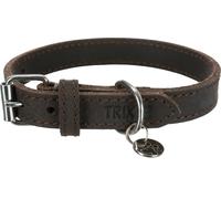 Rustic Collier En Cuir Cire Et Vielli Taille L D48-56cm H30 Mm Brun Fonce Trixie