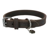 Rustic Collier En Cuir Cire Et Vielli Taille L D48-56cm H30 Mm Brun Fonce Trixie