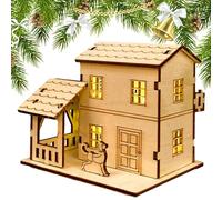 Rustic Cottage Building Model - Village De Noël En Bois, Figurines LED | Ensemble De Cabines Artisanales Avec Design Détaillé, Décoration D'hiver, Foudre De Table De Fête Pour Displa