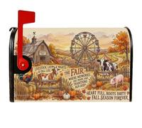 Rustic Country Fair Harvest Grande roue magnétique pour boîte aux lettres | Animaux de la ferme, emballages de boîte aux lettres, grange rustique, citrouilles, scène de foire du comté