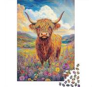 Rustic Cow Puzzle pour Adultes Scottish Scenery 1000 Pièces Papier Recyclé pour Adultes Puzzle Jeu Éducatif Et Stimulant Excellente Idée De Cadeau 52x38cm/1000pcs