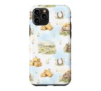 Rustic Farm Hay Wagon Horseshoe Meadow Aquarelle Coque pour iPhone 11 Pro