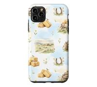 Rustic Farm Hay Wagon Horseshoe Meadow Aquarelle Coque pour iPhone 11 Pro Max