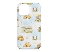 Rustic Farm Hay Wagon Horseshoe Meadow Aquarelle Coque pour iPhone 13 Pro Max