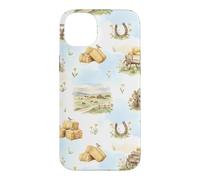 Rustic Farm Hay Wagon Horseshoe Meadow Aquarelle Coque pour iPhone 14 Plus