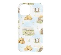 Rustic Farm Hay Wagon Horseshoe Meadow Aquarelle Coque pour iPhone 15