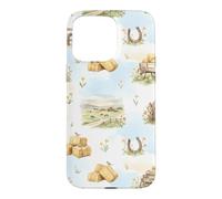 Rustic Farm Hay Wagon Horseshoe Meadow Aquarelle Coque pour iPhone 15 Pro Max