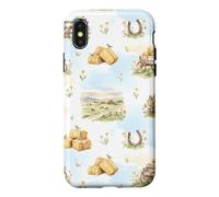 Rustic Farm Hay Wagon Horseshoe Meadow Aquarelle Coque pour iPhone X/XS