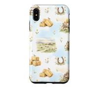 Rustic Farm Hay Wagon Horseshoe Meadow Aquarelle Coque pour iPhone XS Max