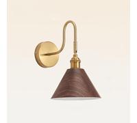 Rustic Farmhouse Metal Wall Sconce Adjustable Lamp Wood Grain Color Wall Mount Single Sconce with Conical Shade, E27 Wall Sconce Light Lamp Fixture for Bedroom, Living Room, Corridor (Size : Wa/Walnut