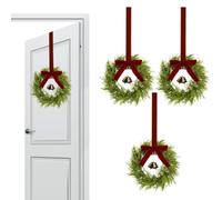 Rustic Farmhouse - Small Christmas Wreaths for Cabinets 4 Pcs Set