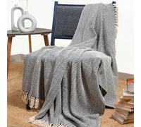 Rustic Farmhouse Throw Treat Trizt with Long Pastols 50x60 Pouces Decorative Boho Jette des couvertures légères pour Le canapé de Chaise de lit pour canapé décor - Bleu Marine