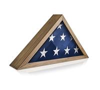 Rustic Flag Case - SOLID WOOD Military Flag Display Case for 9.5 x 5 American Veteran Burial Flag, Wall Mounted Burial Flag Frame, Flag Shadow Box to display folded flag. (Weathered Wood)