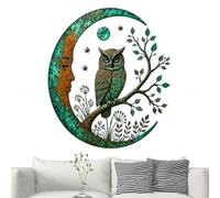 Rustic Handicraft Crescent Owl Tree Cutout Metal Wall Art Indoor Home Decor