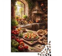 Rustic Italian Kitchen with Fresh Ingredients Puzzle en Bois, 1000 pièces
