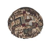 Rustic Lodge Bear Bonnet de douche imprimé complet pour homme et femme - Réutilisable, double couche, imperméable, durable, respirant