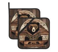 Rustic Lodge Bear Ensemble de maniques polyvalents pour four, pour cuisine, table à manger, cuisine et pâtisserie