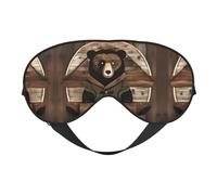 Rustic Lodge Bear Masque doux pour les yeux, imprimé sur toute la surface, 96 % polyester, 4 % élasthanne