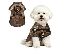 Rustic Lodge Bear S Chemise hawaïenne pour petits chiens - Tenue d'été mignonne pour la plage pour chiot, vêtements doux et respirants avec boutons
