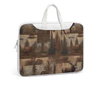 Rustic Lodge Bear Sac à bandoulière en cuir imprimé élan pour homme et femme Sac à bandoulière pour voyage, bureau, ordinateur portable, Style blanc, 37x28cm