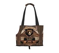Rustic Lodge Bear Sac à bandoulière pour animal domestique avec imprimé ours spécialement conçu pour les petits chiens et chats, bandoulière et sac à main multifonction