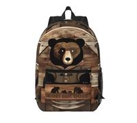 Rustic Lodge Bear Sac à dos de voyage pour ordinateur portable pour homme et femme avec bretelles réglables, robuste et résistant à l'usure