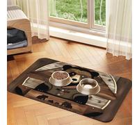 Rustic Lodge Bear Set de table en cuir absorbant pour animal domestique 40 x 60 cm Beau design pour gamelle de chat et chien
