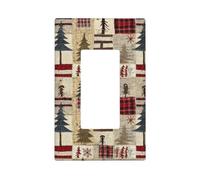 Rustic Plaid Forest Lodge Plaque murale 1 gang Taille standard 11,2 x 6,9 cm Couvercle décoratif pour interrupteur en polycarbonate thermoplastique