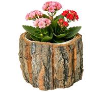 Rustic Plant Pot, Tree Stump Planter, Waterproof Bark Vase, Decorative Indoor Flower Container Natural Wood Style Accent Home Living Room Bedroom Office Farmhouse Apartment Garden Yard Porch Patio