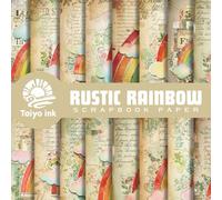 Rustic Rainbow Scrapbook Paper: 20 Design of Rustic Rainbow Pages For Scrapbooking, Junk Journal Paper, Origami, Decoupage, Decoration, Mixed Media and more