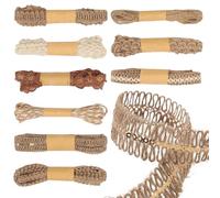 Rustic Ribbon Set - Vintage Jute Trim for Wedding Decor | 9 Rolls Handmade Craft Material, Wreath Garland Sewing Accessory, Wrapping Tool for Holiday Festival Party Home Table Decoration