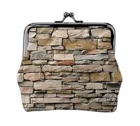 Rustic Rocks Porte-monnaie en cuir synthétique imprimé mur de briques pour femme avec serrure à baiser, Noir , Taille unique, Moderne