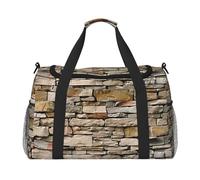 Rustic Rocks Sac de sport avec bandoulière pour homme et femme Motif mur de briques, Noir , Taille unique, Sac de voyage