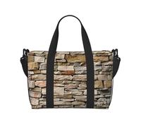 Rustic Rocks Sac de voyage imprimé mur de briques pour homme et femme, grand sac de sport résistant à l'eau, sac fourre-tout de week-end avec bandoulière, Noir , Taille unique, Sac de voyage