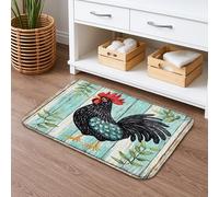Rustic Rooster Tapis de bain à séchage rapide absorbant et antidérapant en mousse à mémoire de forme de campagne lavable pour salle de bains et toilettes, décoration 40,6 x 61 cm