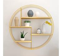 Rustic Round Floating Wall Shelf with Wrought Iron Design Decorative Shelving Unit for Bedroom Bathroom Living Room and Office Wall Mounted Plant Stand and Storage Organizer Shelf