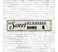 Rustic State Decor - Plaque en métal rustique - Décoration murale en aluminium - Inscription « Alabama Lover My Sweet Home » - 10,2 x 45,7 cm