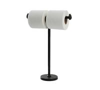 Rustic State Puntal Support de papier toilette sur pied et porte-serviettes sur pied - Support de sol en fonte avec piques de chemin de fer - Rangement de rouleaux de papier toilette - Noir