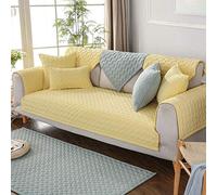 Rustic Style Cotton Couch Cover Solid Color Sofa Cover Soft Thickened Sectional Couch Cover for 3 2 4 Cushion Washable Non Slip Sofa Slipcover Furniture Protector,Gray,70 * 90cm/27.6 * 35.4in(Yellow,7