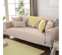 Rustic Style Cotton Couch Cover Solid Color Sofa Cover Soft Thickened Sectional Couch Cover for 3 2 4 Cushion Washable Non Slip Sofa Slipcover Furniture Protector,Gray,70 * 90cm/27.6 * 35.4in(Beige,70
