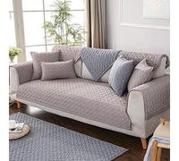 Rustic Style Cotton Couch Cover Solid Color Sofa Cover Soft Thickened Sectional Couch Cover for 3 2 4 Cushion Washable Non Slip Sofa Slipcover Furniture Protector,Gray,70 * 90cm/27.6 * 35.4in(Khaki,70