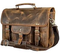 Rustic Town 16 pouces Vintage Sac Bandoulière Ordinateur Portable Cuir pour Hommes - Sacoche Besace Porte-document Cartable Pour bureau, école, universit (Marron)