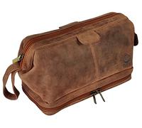 RUSTIC TOWN Trousse de Toilette en Cuir pour Homme, Trousse de Rasage de Voyage, Trousse de Toilette, Trousse de Maquillage pour Femme, Marron, M, Trousse de Toilette de Voyage pour Homme