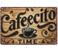 Rustic Vintage Metal Tin Sign Cafecito Time Coffee Break Wall Decor For Home Kitchen Office Break Room Latin Inspired Cultural Art 8 X 12 inch