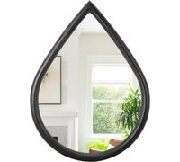 Rustic Wall Mirror Black Teardrop Shape With Wooden Frame Small Irregular Hanging Mirror For Living Room Bedroom Entryway