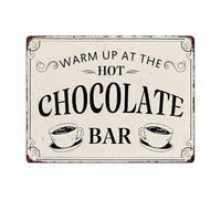 Rustic Winter Decor Metal Tin Sign Featuring Hot Chocolate Bar Theme Vintage Style for Kitchen Cafe Wall 8 X 12 inch