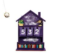 Rustic Wooden Book Reading Tracker,Manual Page Counter with Engraved Bookshelf Design,Desk & Shelf Decor for Office, Study,Living Room (purple)