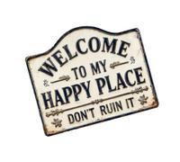 Rustics Panneau de bienvenue en bois à suspendre, plaques murales décoratives avec bienvenue à notre endroit heureux, panneau de bienvenue pour porte d ' entrée