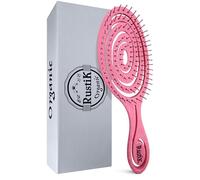 RustiK Brosse à cheveux souple et flexible en plastique bio et paille de blé Rose